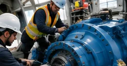 Technicians servicing a gearbox